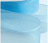 Light Blue Organza Ribbon 15mm. High Quality Roll. Scrapbooking, Gift Wrapping, Home Deco. 46 Meters / 50 Yards - GCS London