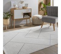 Light Blue Outdoor Rug, Geometric Striped Stain-Resistant Rug For Patio Decks, 3mm Modern Outdoor Area Rug-160Cm X 220Cm