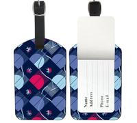 Light Blue Ovals Suitcase Tags, Pu Leather Cute Luggage Tags with Privacy Protection Cover, Creative Luggage Tag Bags Suitcases Labels Identifiers, Men Women Travel Accessories, Teacher Gifts