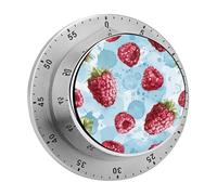 Light Blue Pattern Kitchen Timer 60 Minute Visual Wind Up Timers Indoor Mechanical Timers with Magnetic Base Stainless Steel Timer for Home Cooking Time Management Tool