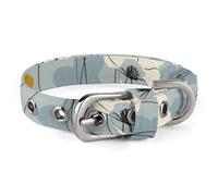 Light Blue Petals Dog Collar with Metal Buckle Collar Handmade Traction Protective Sleeve for Small Medium Dogs Cats and Pets