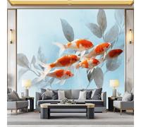 Light Blue Photo Wallpaper Wall Mural 250 x 175 cm Simple Animal Fish Elegant Non-Woven Poster, Modern Eco-Friendly Photo Wallpaper and Wall Mural Picture for Living Room, Bedroom