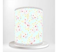 Light Blue Pink Yellow Hibiscus Floral Watercolour Wrap Around Print A4 Edible Paper Icing Sheet Cake Topper Side Ribbon Border Decor for Personalised Themed Decorations