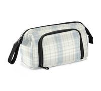 Light Blue Plaid Pattern Pencil Case Organizer Large Capacity Art Pencil Case with Compartment for Adolescentes College caja para lapices