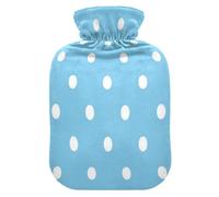 Light Blue Polka Dot Water Bottle for hot Water with Soft Cover 2L hot Bag for Hot and Cold Therapies Hot and Cold Therapies