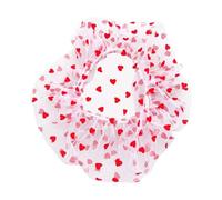 Light Blue Polyester Pet Shower Cap with White Spot Pattern | A gathered circular cap in pale blue fabric, decorated with white dots and a soft ruffled edge around the opening