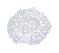 Light Blue Polyester Pet Shower Cap with White Spot Pattern | A gathered circular cap in pale blue fabric, decorated with white dots and a soft ruffled edge around the opening
