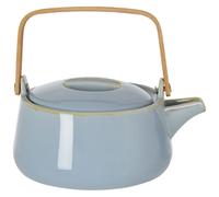 Light Blue Porcelain Teapot With Natural Wooden Handle,Porcelain Teapot With Drip-Free Spout,Ceramic Tea Pot