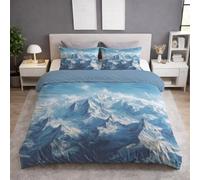 Light Blue Printing Duvet Cover Snowy Mountain Close-up Aerial View Glacier Bedding Decorative Comforter Cover Set Hyper-realistic Duvet Cover Geographic Stunning Pure Adventurous Bedding - Double