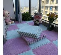 (Light Blue-Purple, 20Pcs) 30*30CM Soft Plush Children Kids Rug Play Mat Puzzle Carpet Warm Playmat Interlocking Exercise Tiles Floor Carpet Decora