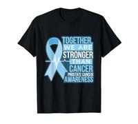 Light Blue Ribbon Together We are Stronger Prostate Cancer Value Graphic T-Shirt, Men, Black, M