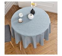 Light Blue Round Cotton Linen Tablecloth Washable Solid Color Table Cover for Home Cafe Restaurant Dining Buffet Decoration 180cm Table Protector