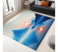 Light Blue Rugs Living Room 180x240cm, Soft Washable Anti-Slip Area Rugs for Bedroom, Mountain Nature Landscape Reflection Easy Clean Carpet for Dining Room, Kids Nursery Room, Office