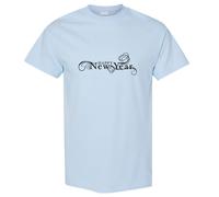 (Light Blue, S) Happy New Year Wish Wishing Celebration Italic Art Men T Shirt Tee Top