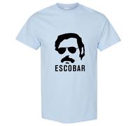 (Light Blue, S) Pablo Escobar Narcos Cocaine Drug Colombia Retro Art Men T Shirt Tee Top