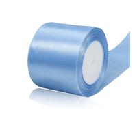 Light Blue Satin Ribbon 3 Inch x 25 Yards, Solid Color Fabric Silk Ribbon for Gift Wrapping, Hair Bows, DIY Crafts, Wreaths, Floral Bouquets, Chair Sash, Christmas, Baby Shower, Wedding Party