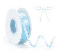 Light Blue Satin Ribbon 3mm X 50m Sky Blue Satin Ribbons for Wrapping Gifts Balloon String Gift Ribbon Pastel Blue New Year's Party Decorations Crafts Wedding Decor for Gift Wrapping Baby Blue