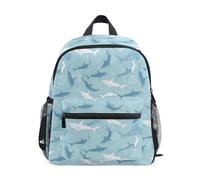 Light Blue Sharks Kid's Backpack for Boys Girls Toddler Preschool Backpacks Kindergarten Bookbag for 3-8 Y