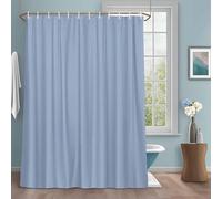 Light Blue Shower Curtain with 12 Hooks Solid Color Waterproof Fabric Shower Curtains Sets for Bathroom Bath Decorations, Machine Washable, 66"x72"