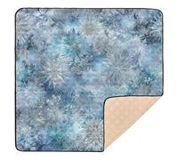 Light Blue Snowflake Pattern Large Non-Slip Baby Activity Play Mat for Floor Washable Tummy Time & Crawling Mat for Newborns Babies Infants Toddlers, 50'' x 50''