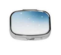Light Blue Star Mist Print Pill Box, Compact Pill Organizer with Full-Print Design for Travel and Daily Use