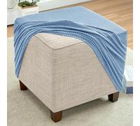 Light Blue Stretch Polar Fleece Ottoman Slipcover - 30x30cm Furniture Protector for Footstools Sofas & Storage Ottomans Fits 40-100cm - Stylish & Home Décor
