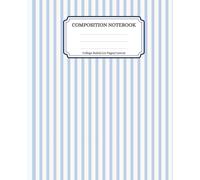 Light Blue Striped Composition Notebook: Aesthetic Pastel Blue and White Stripe Journal, 110 College Ruled Lined Pages, 7.5 x 9.25 in, Cute Preppy ... for Teen Girls, College Students & Women