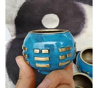 (Light Blue) Tibet Buddha sound bowl Yoga Meditation Chanting Bowl Brass Chime Handicraft music therapy Tibetan Singing Bowl,Bagua bowl,Taoist accessory,1pc, Size L : height 5cm, width 10cm