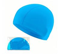 Light Blue Unisex Polyester Swim Cap - Comfortable Stretch Fabric Bathing Hat for Adults & Kids, Ideal for Training, Water Sports & Swimming Lessons