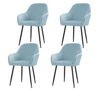 Light Blue Velvet Dining Chair Covers, Stretch Removable Slipcovers for Curved Back Bar Stools with Arms, 4-Pack Home Decor Protector for Dining Room