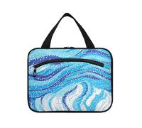 Light Blue Wave Snowflake hanging travel bags for toiletries with hook, designer chic cosmetic organizer for women must haves travel maleta para maquillaje M, light blue wave snowflake, M
