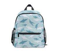 Light Blue White Sharks Kid's Backpack for Boys Girls Toddler Preschool Backpacks Kindergarten Bookbag for 3-8 Y