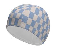 Light Blue White Swim Cap Breathable High Elasticity Swimming Caps Waterproof Swim Hat Stylish Bathing Cap Comfortable Swimming Hat for Women Men