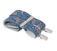 Light Blue with Pink Paisley Braces for Men - Trouser Braces Clip Suspenders X Back XL Extra Long Available 4 Strong Silver Clips (Standard (44 Inches Long), Light Blue)