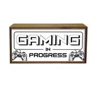 Light Box Kids Gaming In Progress | Illuminated Light Up LED Room Sign | Gaming Décor | Gamer Gift | Play Night Light Bright Display | Portable Lighting Gift For Console And PC Fans