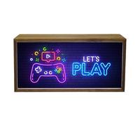 Light Box Kids Let's Play | Illuminated Neon Effect Light Up LED Room Sign | Play Room Game Room Fun Bright Display | Gamer Gift | Portable Lighting