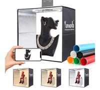 Light Box Photography 16"x16"x16", 180 Dimmable LEDs Shooting Tent with 6 Backdrops, 18W USB-C Powered, Portable Foldable Photo Box Booth for Jewelry, Watches, Cosmetics, Food Photography