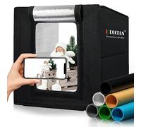 Light Box Photography 25cm, DUCLUS Mini Photo Studio Light Box Kit with 104 LED Lights Dimmable, 6 PVC Backdrops for Miniature Small Product Photography
