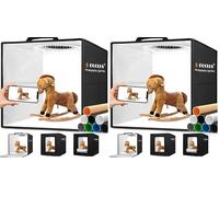 Light Box Photography 30cm/12"x12" Portable Photo-Box Booth, Mini Shooting Tent Kit with 120 LED Lights Dimmable, 8 Photo Backdrops for Product Photography (Pack of 2)