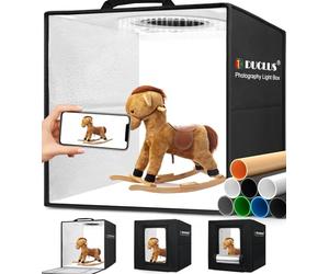 Light Box Photography 30cm/12"x12" Portable Photo-Box Booth, Mini Shooting Tent Kit with 120 LED Lights Dimmable, 8 Photo Backdrops for Product Photography