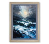 Light Breaking Through Coastal Framed Wall Art Print A2 (59.4×42cm) Oak, Wall Decor for Living Room, Bedroom, Office & Home, Ready to Hang, Art Gift