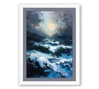Light Breaking Through Coastal Framed Wall Art Print A2 (59.4×42cm) White, Wall Decor for Living Room, Bedroom, Office & Home, Ready to Hang, Art Gift