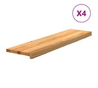 vidaXL Stair Treads 100 x 25 x 2 cm Solid Oak Wood Pack of 4 Light Brown