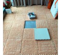 (Light Brown) 12PCS Plush Interlocking Foam Play Mats