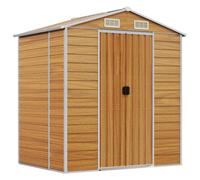 (light brown, 191 x 130 x 198 cm) vidaXL Garden Shed Outdoor Storage Shed Patio Yard Tool Shed Galvanised Steel