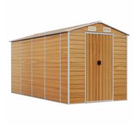vidaXL Garden Shed Light Brown 191x385x198 cm Galvanised Steel, Brown