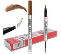Light Brown 2-in-1 Brow Pen, 1 Piece with Sealing Gel, Plastic Construction, 13.2x1cm Dimensions, Creates Natural Hair-Like Effect, Lasts All-Day, Waterproof & Smudge-Resistant