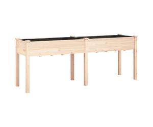 (light brown, 203 x 53 x 76 cm) vidaXL Planter Plant Pot with Liner Raised Bed Flower Pot Grey Solid Wood Fir