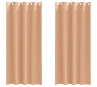 Light Brown 225 x 140 cm Polyester Blackout Curtains with Rings and Loops for Living Room Bedroom Office Privacy Screen Thermal Effect Pack of 2