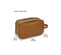 (Light Brown(26cm)) Genuine leather toiletry travel bag for men women black luxury style makeup bags female male washing bag toiletries storage bag